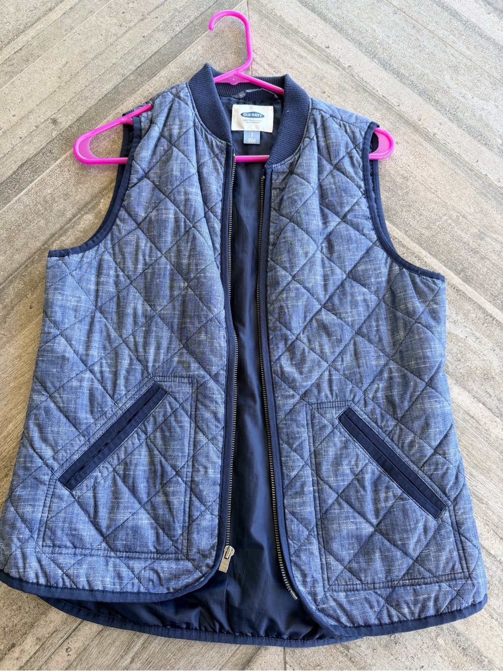 Old Navy Quilted Chambray-Style Blue Vest